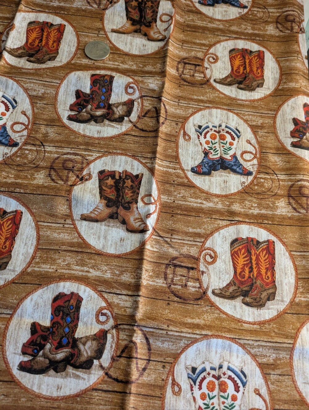 Cowboy Boots Print Cotton Fabric